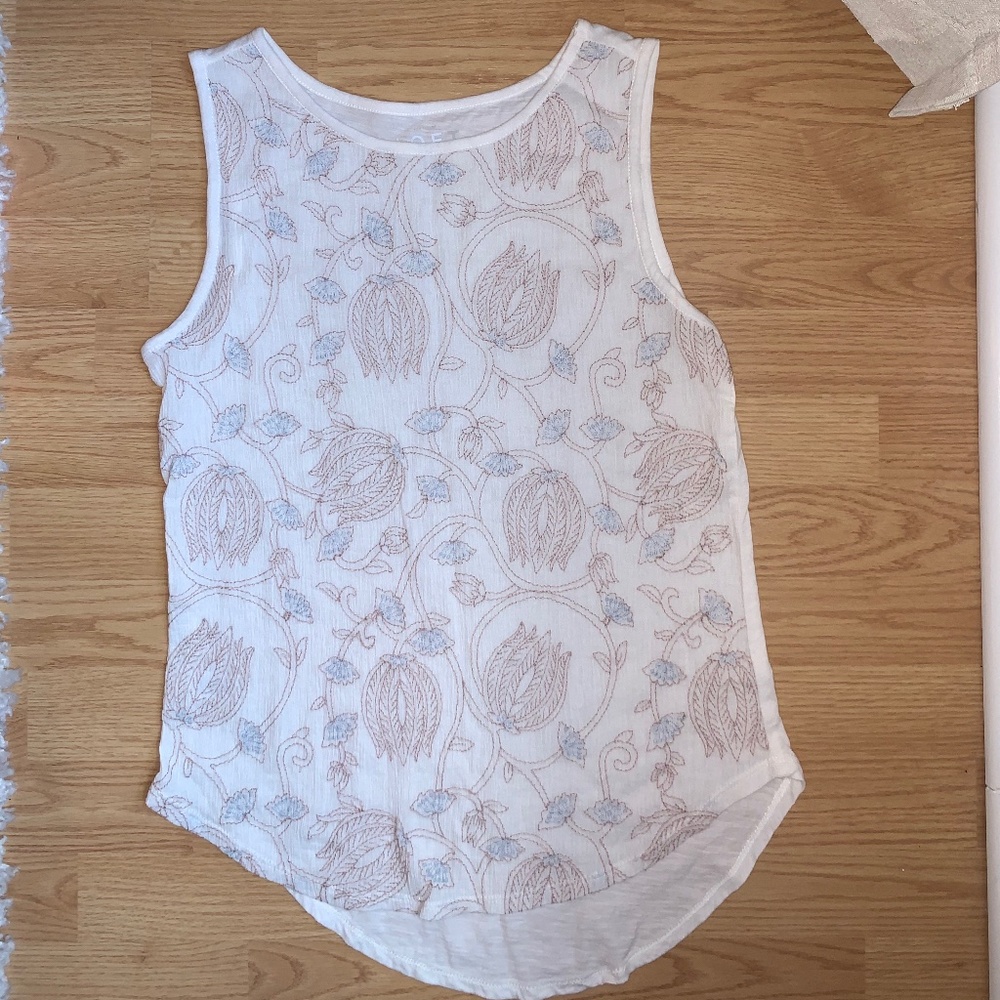 White Embroidered Tank